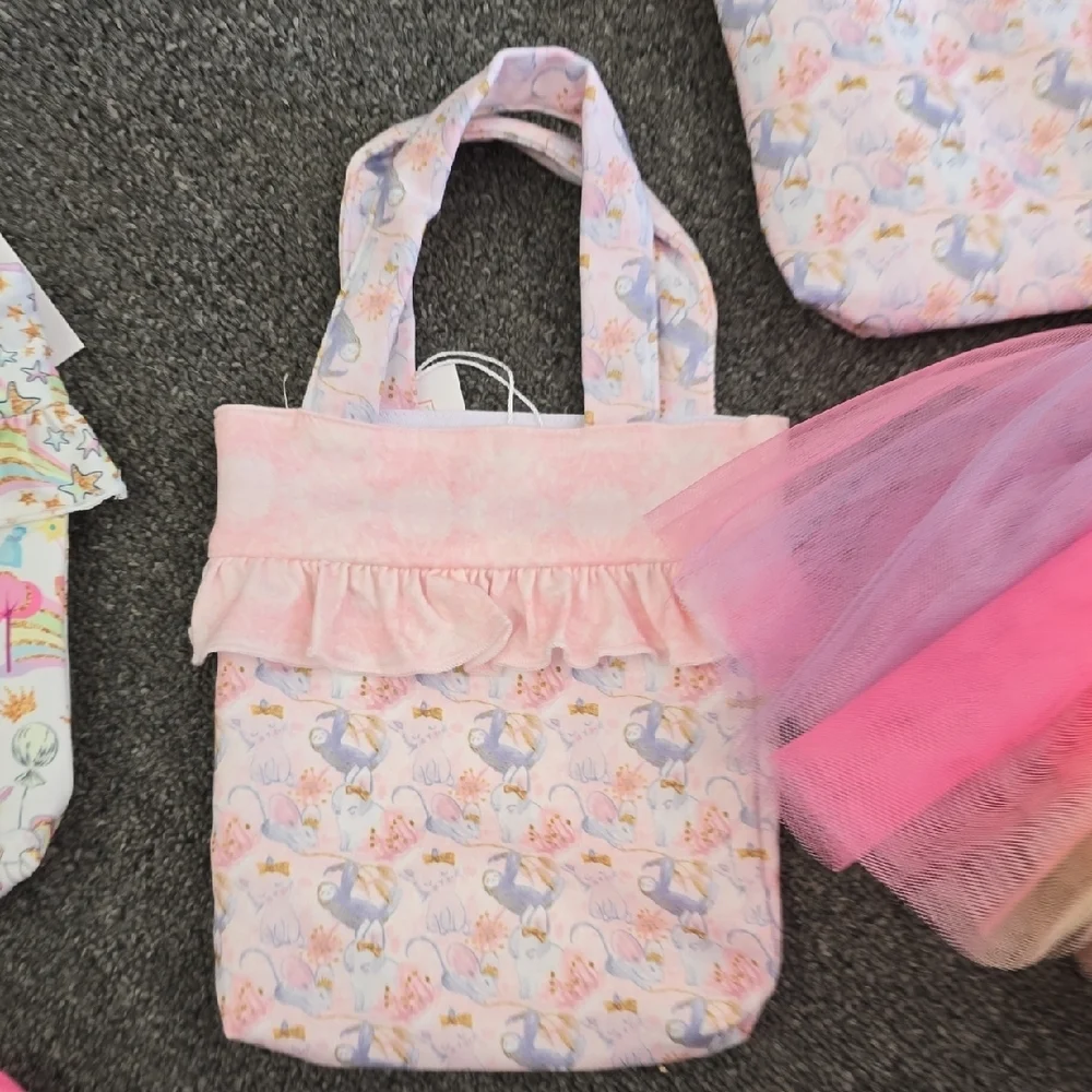 Charming Pink and Multicolor Kids Tote Bag Set